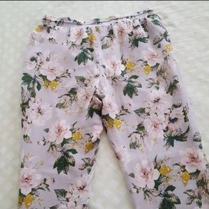 Floral printed silk pants
